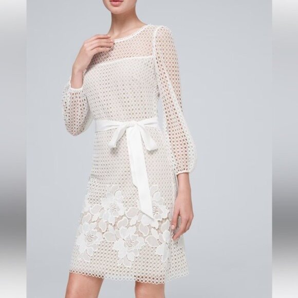 White House BM Guipure ivory lace shift dress Size 12 - Picture 1 of 8